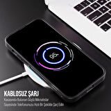 İPHONE 12 UYUMLU MAT LENSLİ STANDLI MAGSAFE KILIF SİYAH