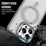 İPHONE 12 UYUMLU MAT LENSLİ STANDLI MAGSAFE KILIF GRİ