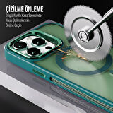 İPHONE 12 UYUMLU MAT LENSLİ STANDLI MAGSAFE KILIF YEŞİL