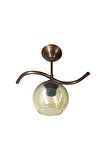Fuji Bronz Tekli Bal Camlı Avize | Kaliteli Modern Metal Avize