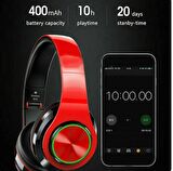 QASUL B39 Bluetooth Kulaküstü Kulaklık Led Işıklı Mikrofonlu Kablosuz Kulak Üstü Kulaklık Kırmızı