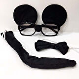 Kapamarka Mickey Mouse Gözlüğü Papyonu Kuyruğu Seti