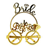 Kapamarka Bride Yazılı Taç ve Bride To Be Yazılı Gözlük Seti Altın Renk