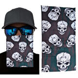 Kapamarka Kahve Yeşil Çoklu Kafatası Baskılı Buff Bandana 25x48 cm