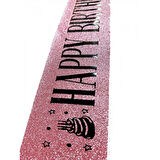 Kapamarka Pembe Siyah Happy Birthday Simli Kuşak Kemer