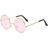 Kapamarka Yuvarlak Cam John Lennon Tarzı Gold Pembe Gözlük