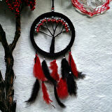 Kapamarka Siyah Kırmızı Hayat Ağacı Dream Catcher