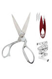 Profesyonel Metal Terzi Makası Gümüş Renkli Büyük Boy 26 cm Set
