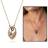 Gümüş Zirkon Taşlı Kilit Kolye