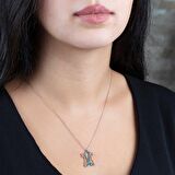 Turkuaz Taşlı Gold Renk Kaftan Tasarım 925 Ayar Gümüş Kadın Kolye