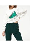 Kadın Ayakkabı Baskılı Kısa Sweatshirt