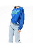 Kadın White Fox Baskılı Kısa Sweatshirt