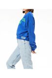 Kadın White Fox Baskılı Kısa Sweatshirt