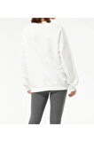 Kadın Sıfır Yaka Baskılı Oversize Sweatshirt