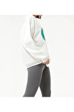 Kadın Sıfır Yaka Baskılı Oversize Sweatshirt