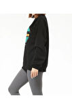 Kadın Sıfır Yaka Baskılı Oversize Sweatshirt