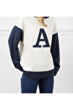 Kadın Baskılı Kapüşonlu Oversize Üç İplik Sweatshirt