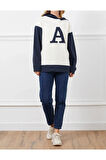 Kadın Baskılı Kapüşonlu Oversize Üç İplik Sweatshirt