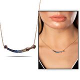 Mavi Zirkon Taşlı Hançer Tasarım 925 Ayar Gümüş Kadın Kolye