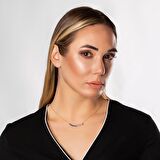 Mavi Zirkon Taşlı Hançer Tasarım 925 Ayar Gümüş Kadın Kolye