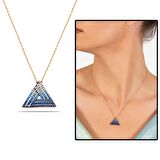 Mavi Zirkon Taşlı Sarmal Üçgen Tasarım 925 Ayar Gümüş Kadın Kolye