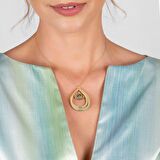 Kişiye Özel İsim Yazılı Gold Renk 925 Ayar Gümüş Kadın Üç Damla Kolye