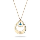 Kişiye Özel İsim Yazılı Gold Renk 925 Ayar Gümüş Kadın Üç Damla Kolye