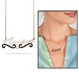 Kişiye Özel İsim Yazılı Rose Renk 925 Ayar Gümüş Kadın Kolye