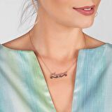 Kişiye Özel İsim Yazılı Rose Renk 925 Ayar Gümüş Kadın Kolye