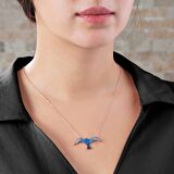 Mavi Zirkon Taşlı Martı Tasarım 925 Ayar Gümüş Kadın Kolye