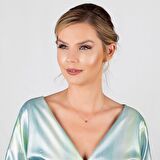 3D Tasarım Rose Renk 925 Ayar Gümüş " V " Harf Kolye