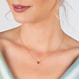 3D Tasarım Rose Renk 925 Ayar Gümüş " V " Harf Kolye