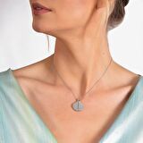 Tesbihane Zirkon Taşlı İstiridye Tasarım Kişiye Özel İsim Yazılı 925 Ayar Gümüş Kadın Kolye