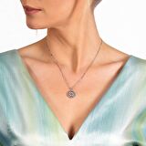 Tesbihane Multicolor Zirkon Taşlı Oval Tasarım At Nalı Detaylı 925 Ayar Gümüş Kadın Şans Kolyesi