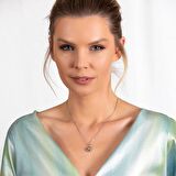 Tesbihane Multicolor Zirkon Taşlı Oval Tasarım Gül Detaylı 925 Ayar Gümüş Kadın Kolye