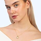 Zirkon Taşlı Kalp Model Gold Renk Kişiye Özel İsim/Harf Yazılı 925 Ayar Gümüş Kadın Kolye