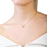 Turkuaz-Beyaz Zirkon Taşlı Göz Tasarım Rose Renk 925 Ayar Gümüş Kadın Kolye