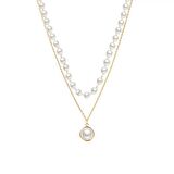 Metal Alaşım Üzeri Altın Kaplama İnci Kombinli Kadın Kolye