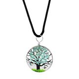 Oval Tasarım Beyaz Çiçekli Doğa Temalı El Yapımı Natural Reçine Kolye