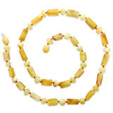 Doğal Form Bal-Beyaz Renkli Doğal Damla Kehribar Erkek Kolye