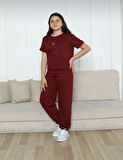 ÇOCUK SPOR GİYİM İKİ İPLİK KUMAŞ ÖN BASKILI PAÇA LASTİKLİ KISA KOLLU YAZLIK TAKIM