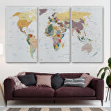 Harita Sepeti Dekoratif Kanvas Tablo Dünya Haritası 1031