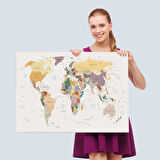 Harita Sepeti Dekoratif Kanvas Tablo Dünya Haritası 1031