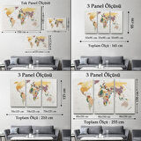 Harita Sepeti Dekoratif Kanvas Tablo Dünya Haritası 1031