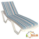 Gri ve Mavi Çizgili Su ve Leke İtici Fermuarlı Bağcıklı Şezlong Minderi