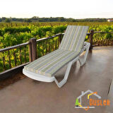 Gri ve Haki Yeşil Çizgili Su ve Leke İtici Fermuarlı Bağcıklı Şezlong Minderi