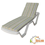 Gri ve Haki Yeşil Çizgili Su ve Leke İtici Fermuarlı Bağcıklı Şezlong Minderi