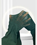 Elena Kış Filesi Zümrüt Yeşili Desenli Külotlu Çorap-Limited