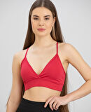 Aurafit Kaplı Arkası Çapraz Derin Dekolte İp Askılı Spor Sütyeni/Büstiyer-9026