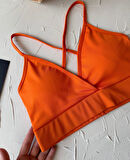 Aurafit Kaplı Arkası Çapraz Derin Dekolte İp Askılı Spor Sütyeni/Büstiyer-9026